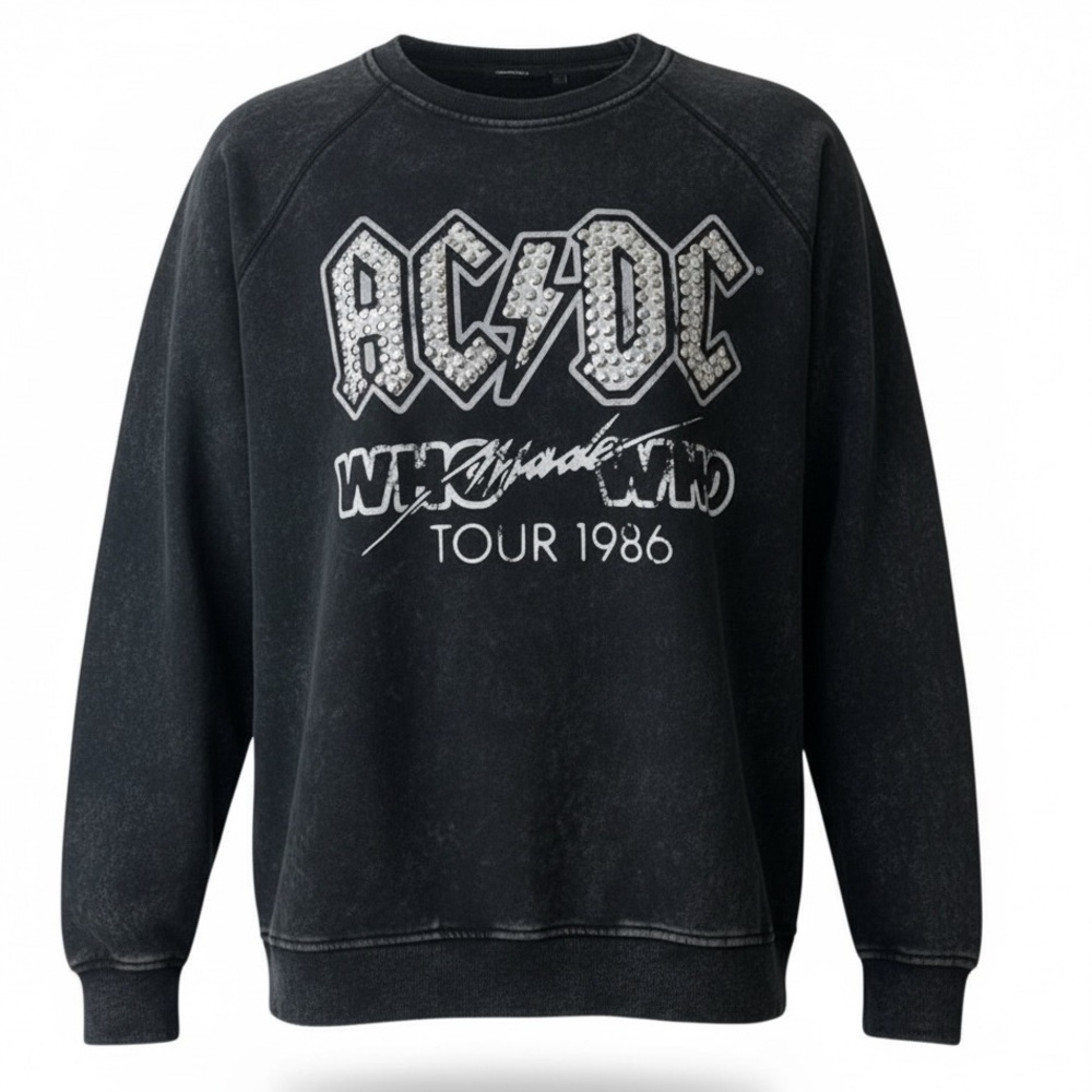 AC/DC Distressed Tie Dye black‎ XL sweatshirt